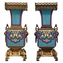 Pair of Cloisonné Vases Attributed to A. Giroux, France, Circa 1860