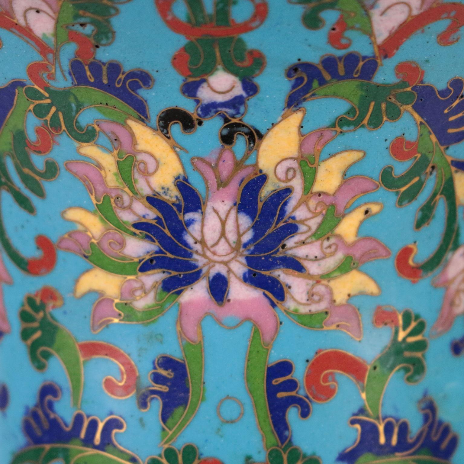 Mid-Century Modern Pair of Cloisonnè Vases, China, 20th Century