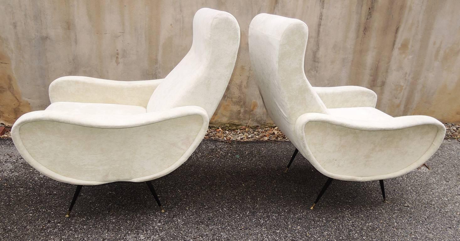 Pair of Cloud Lounge Chairs Marco Zanuso Style 3