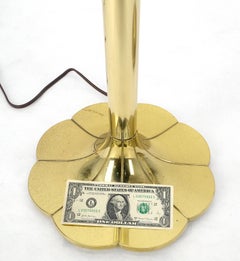 Pair of Clover Shape Base Trumpet Shades Brass Floor Lamps c1970s