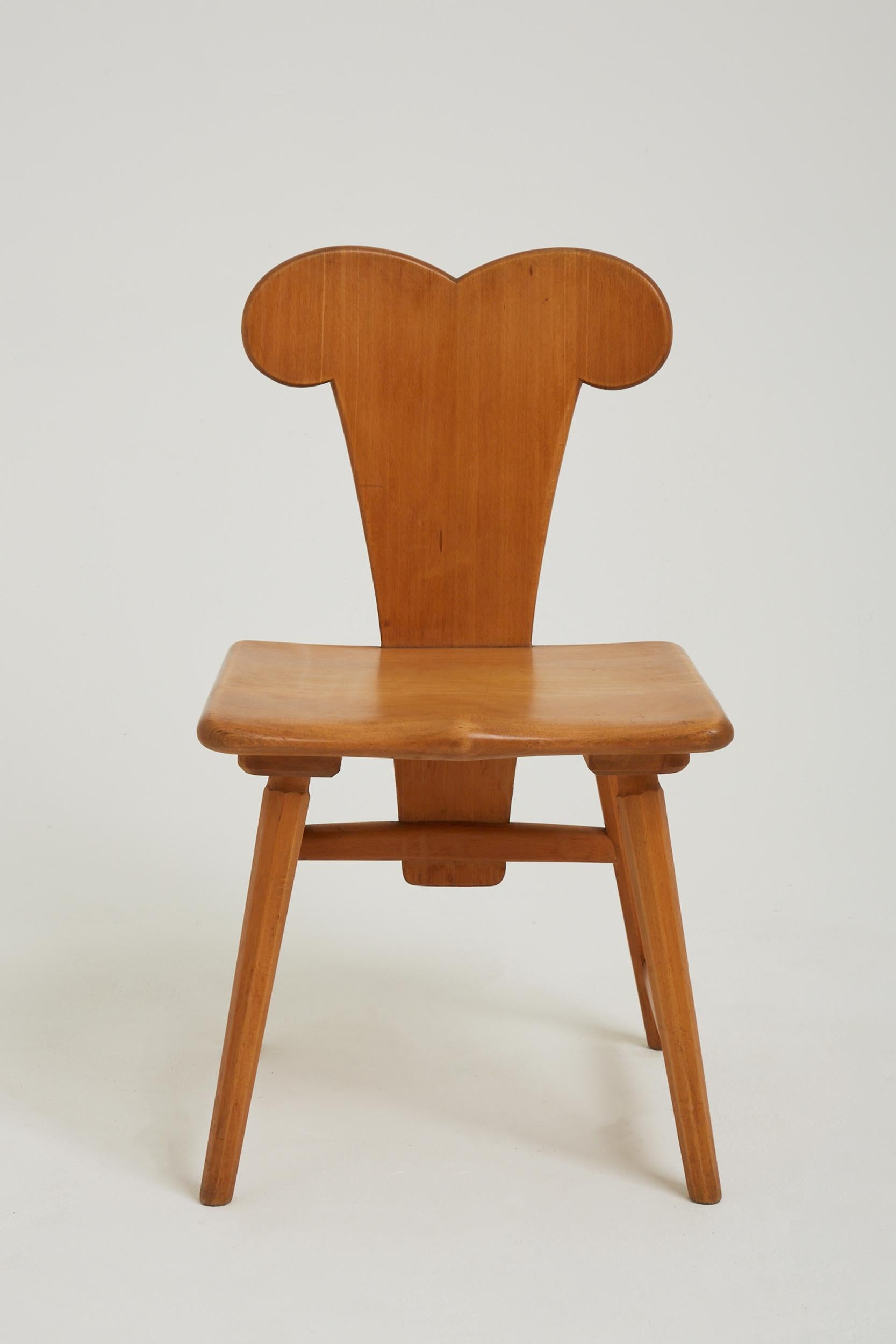 Walnut Pair of Cloverleaf Chairs by Möbel Simmen, 1937