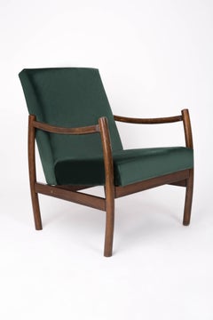 Poltrona Club di metà secolo, velluto verde scuro, Europa, anni '60.