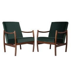 Fauteuil club du milieu du siècle dernier, velours vert foncé, Europe, années 1960.