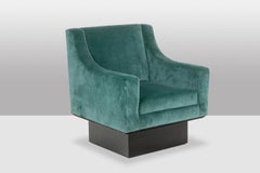 Pair of “Club” armchairs, cubic in shape. 1940s.