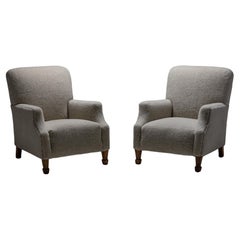 Pair of Club Armchairs in 100% Wool Faux Shearling, England circa 1930