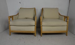 Pair of Club Chair and Ottoman by McGuire