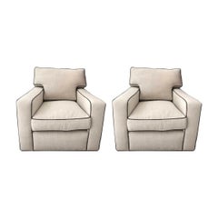 Pair of Club Chairs by A. Rudin Swivel
