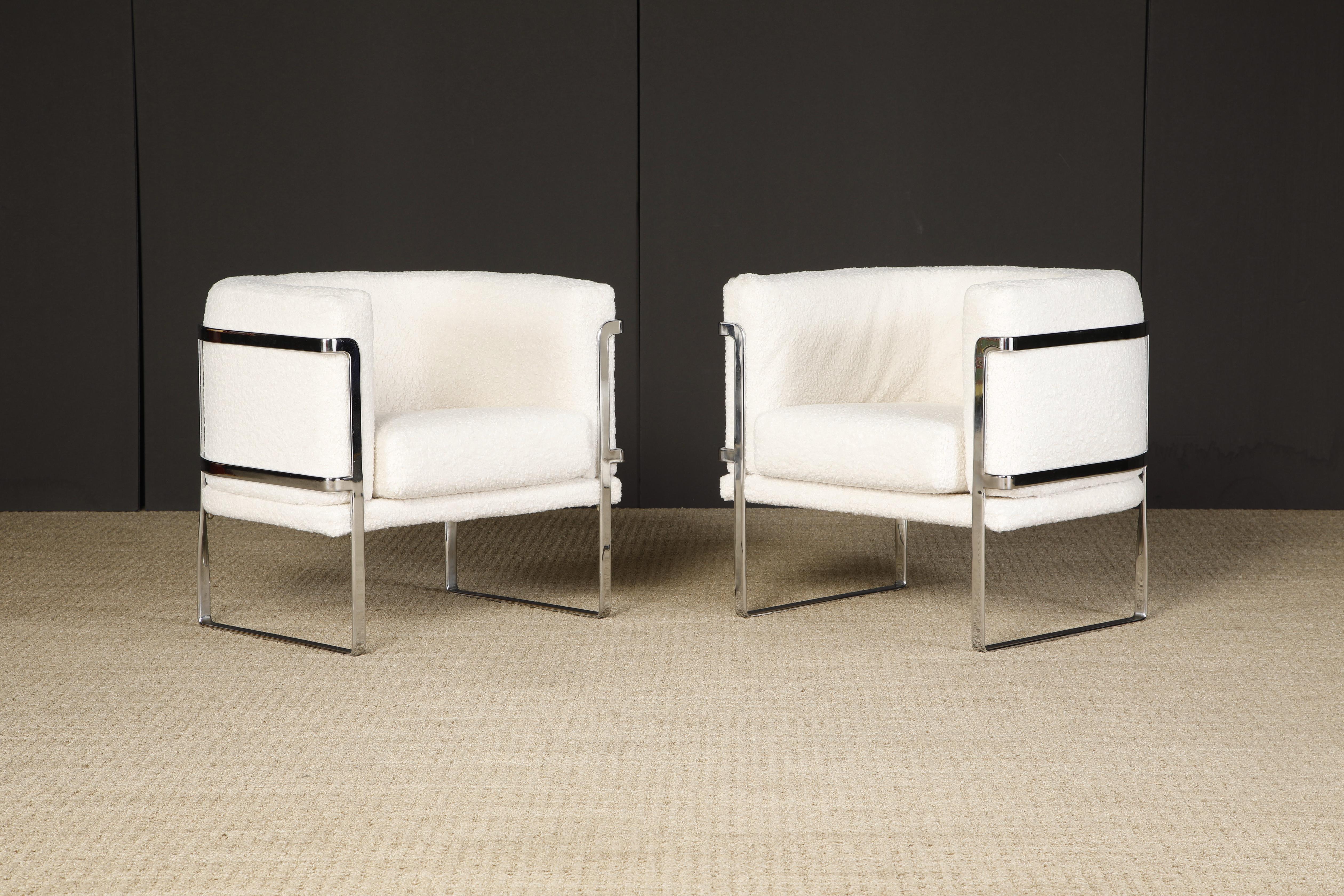 Modern Pair of Club Chairs by Claudio Salocchi for Sormani Italy, c 1970, Signed For Sale