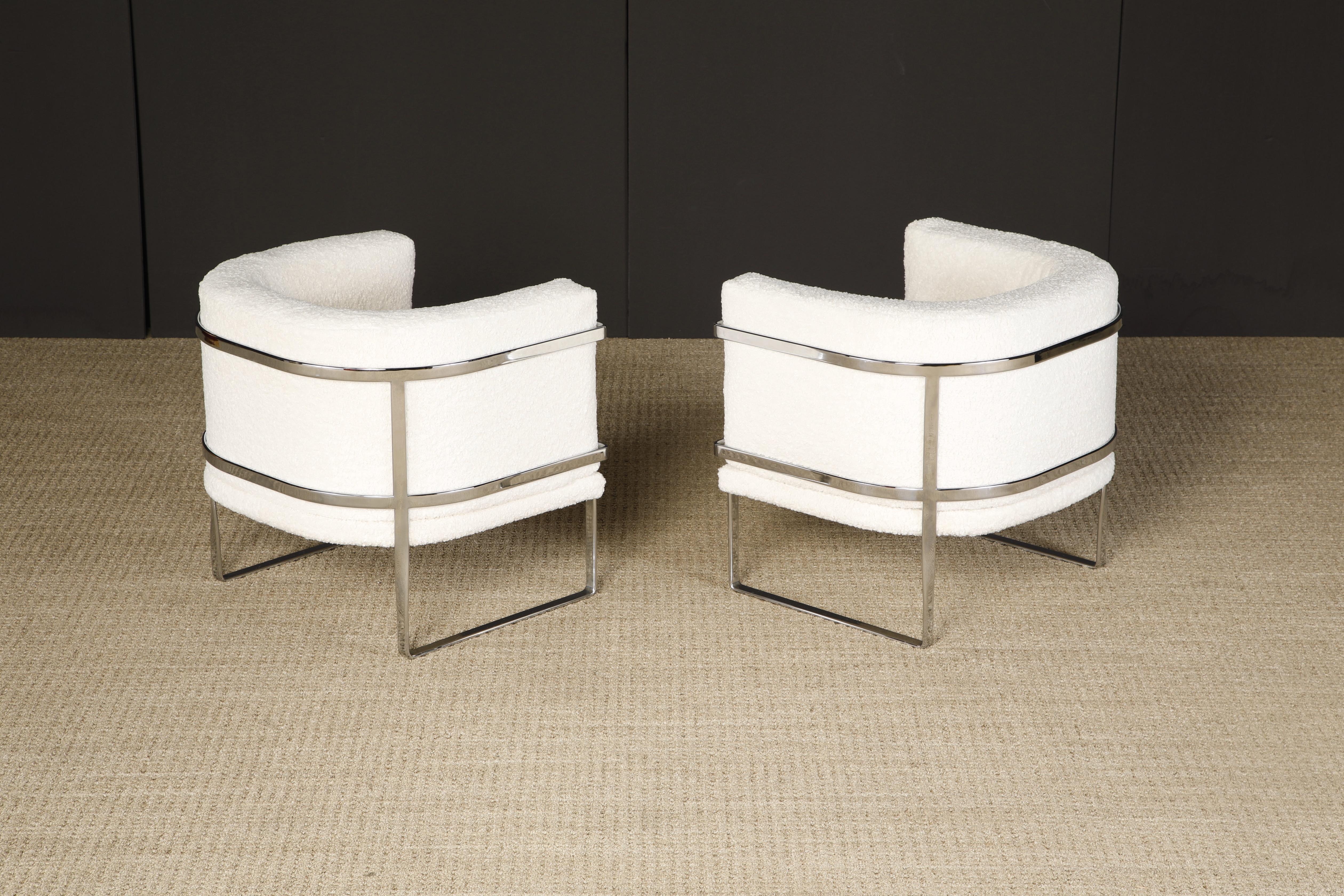 Bouclé Pair of Club Chairs by Claudio Salocchi for Sormani Italy, c 1970, Signed For Sale