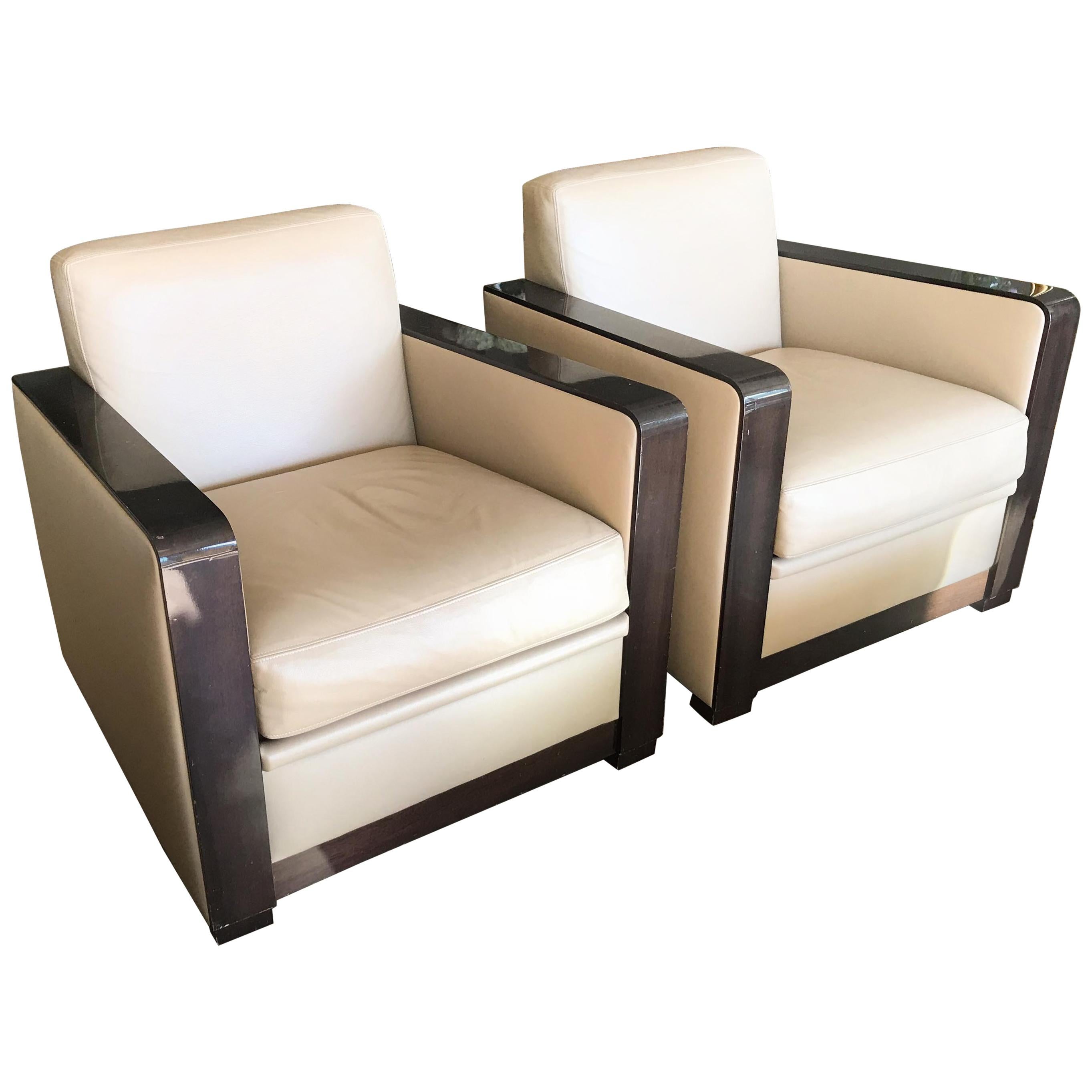 Pair of Club Chairs in the Manner of Leleu For Sale