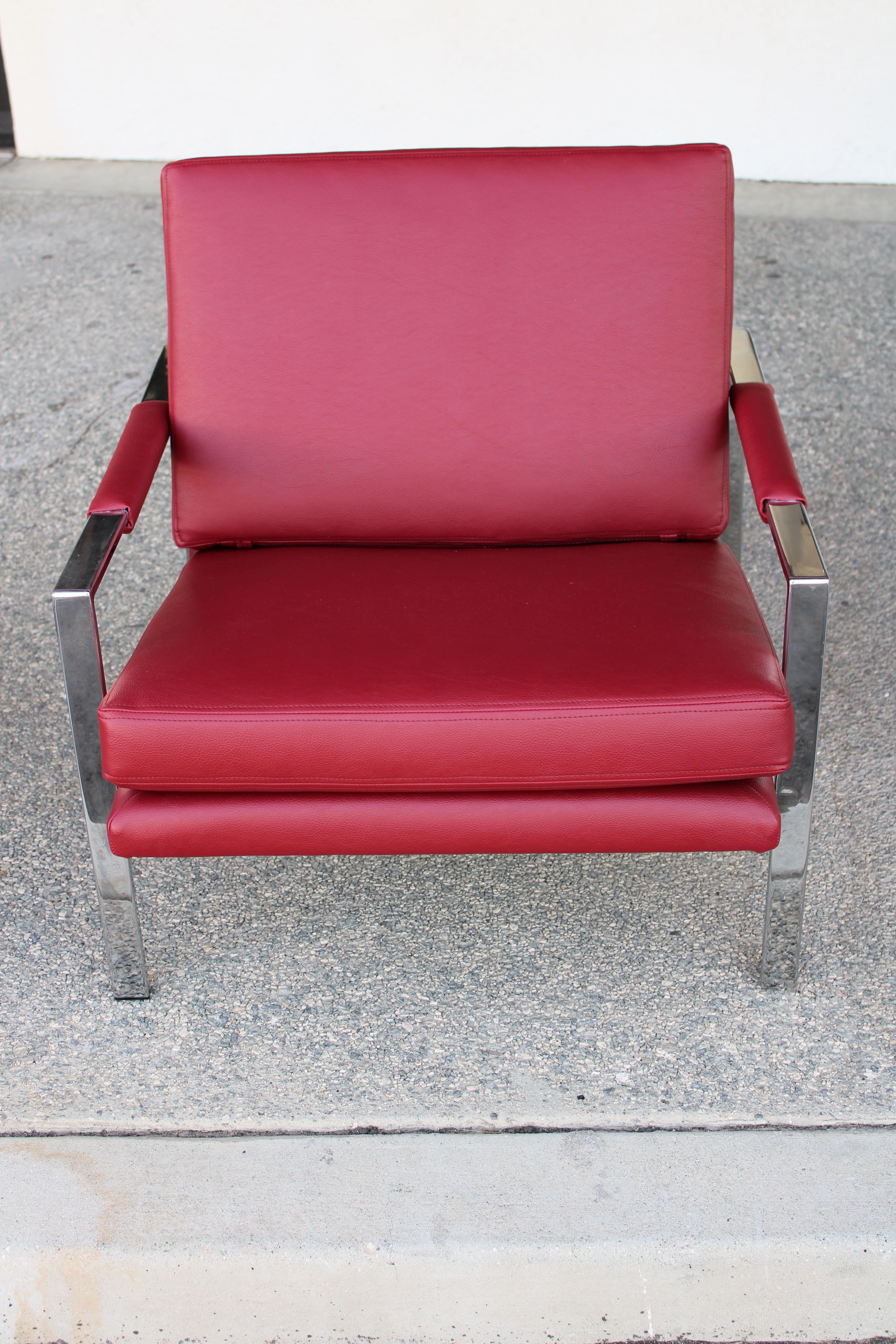 Steel Pair of Club Chairs in the Style of Milo Baughman