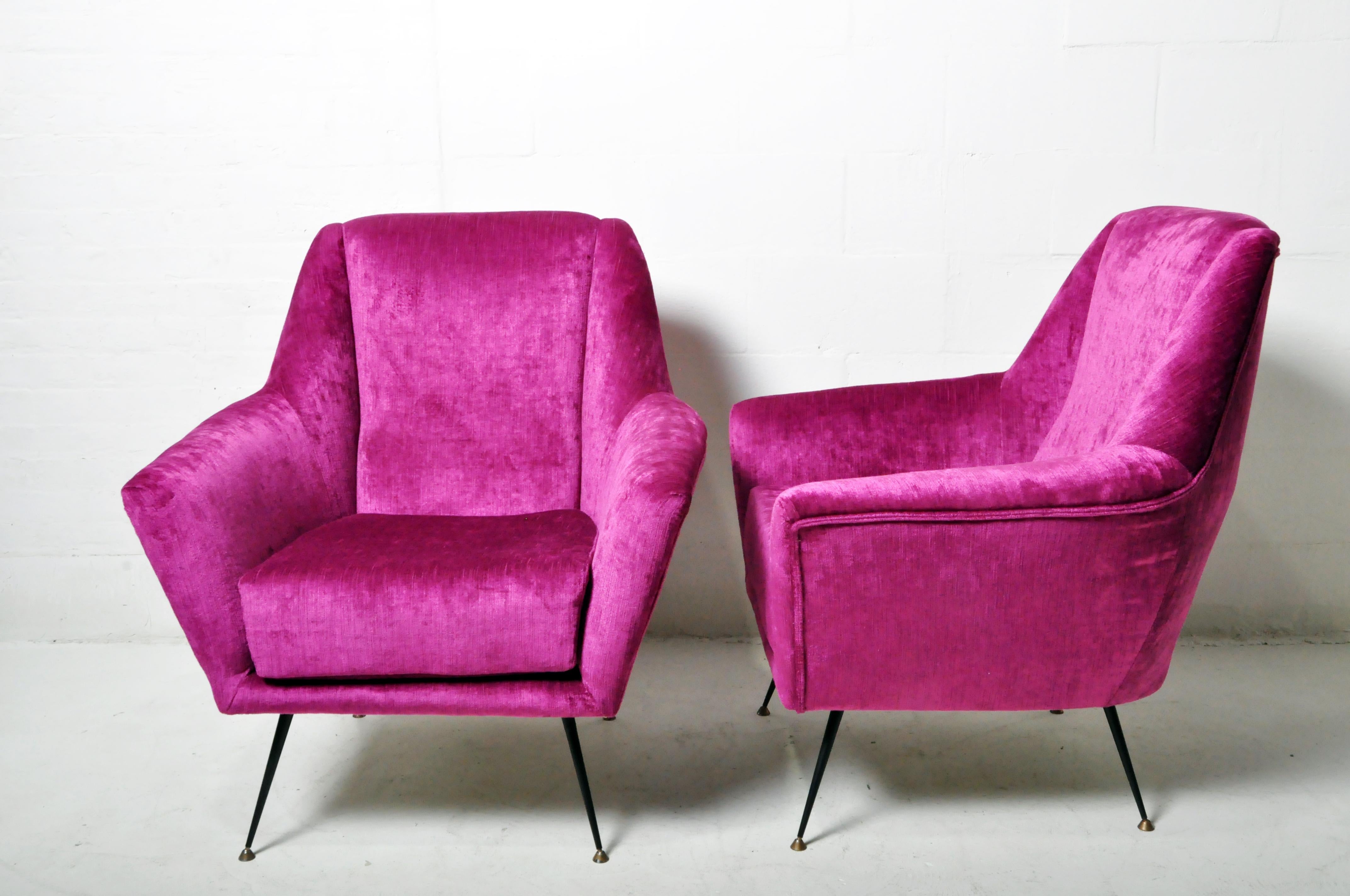 Italian Pair of Club Chairs in the Style of Zanuso 