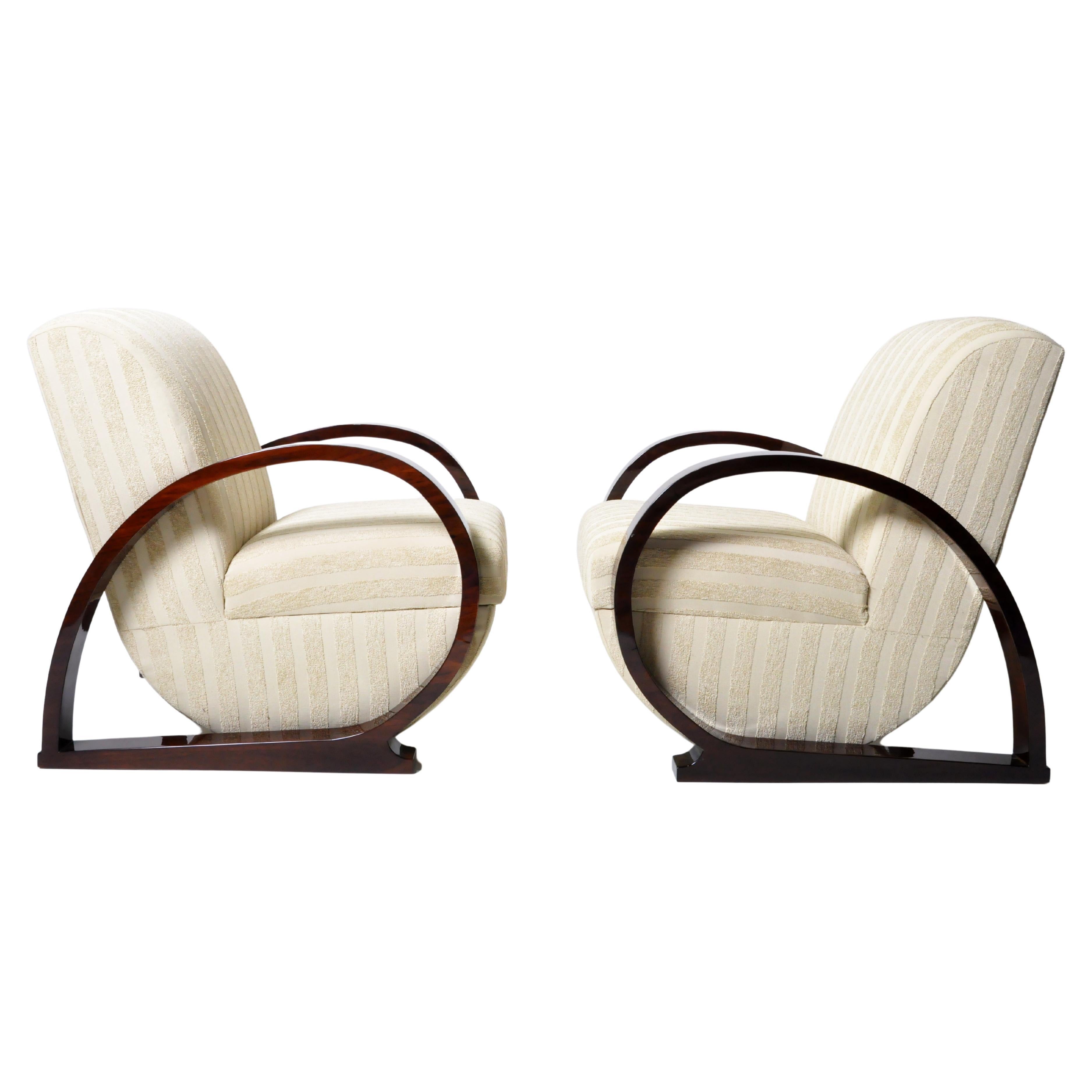 Pair of Club Chairs with Curved Arms