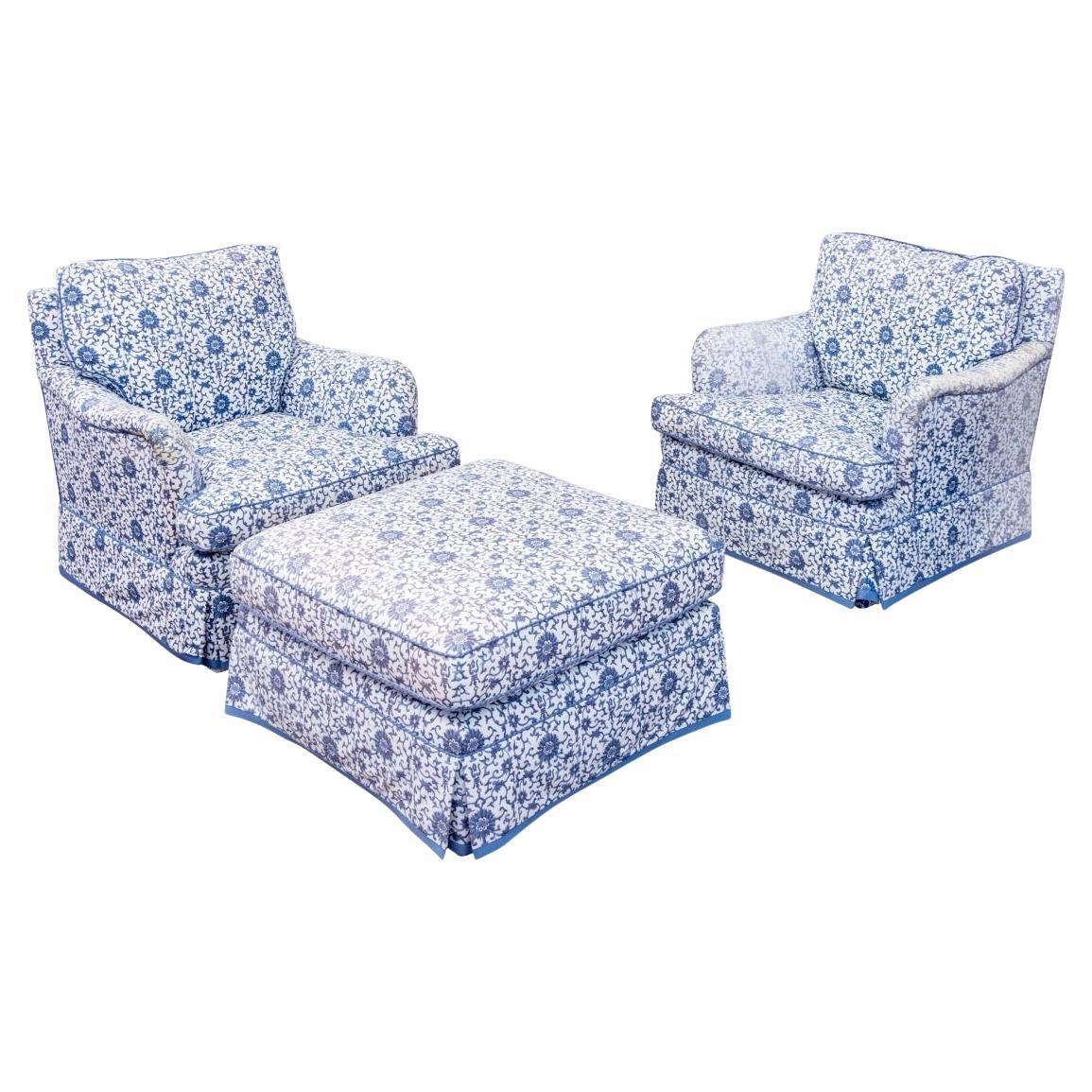 Coppia di poltrone club con telaio per ottomana singola da rivestire