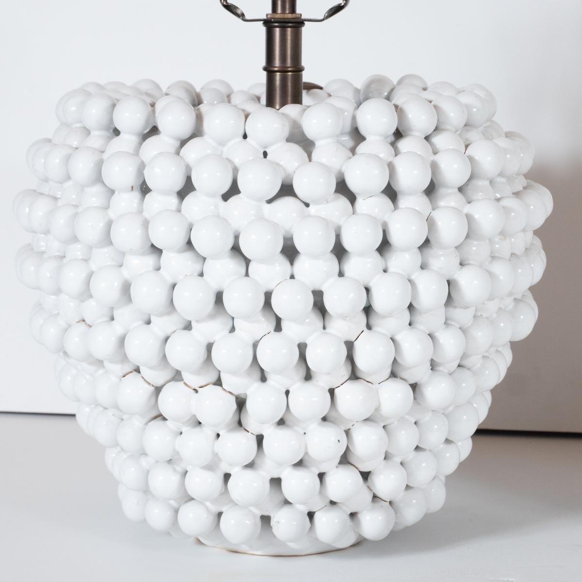Late 20th Century Pair of Clustered Ball Ceramic Table Lamps For Sale