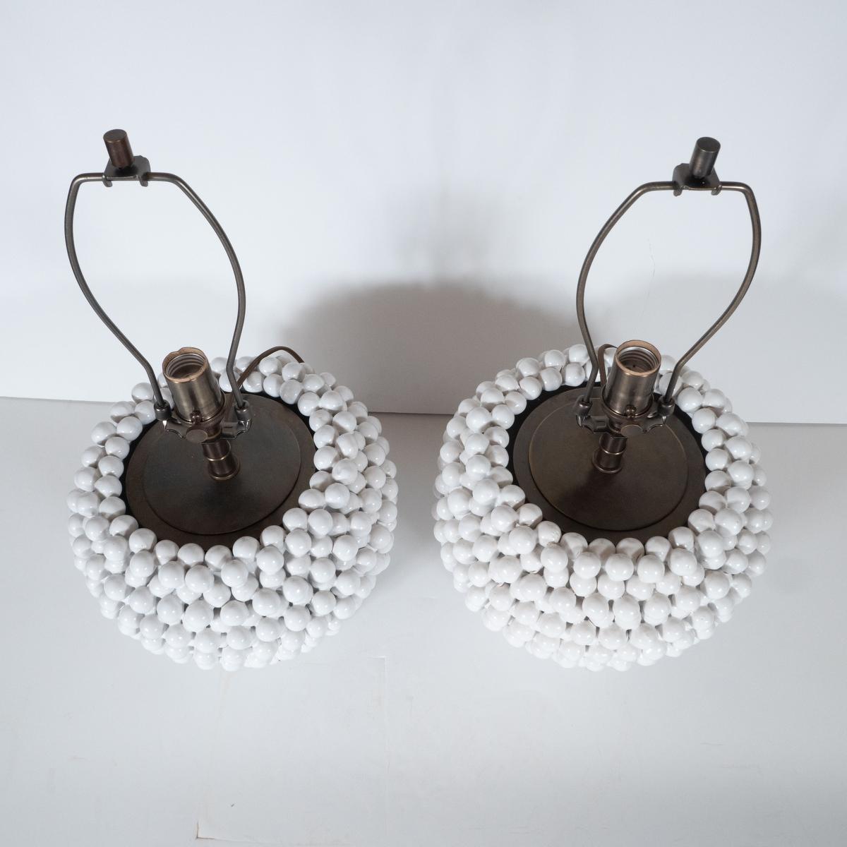 Pair of Clustered Ball Ceramic Table Lamps For Sale 3