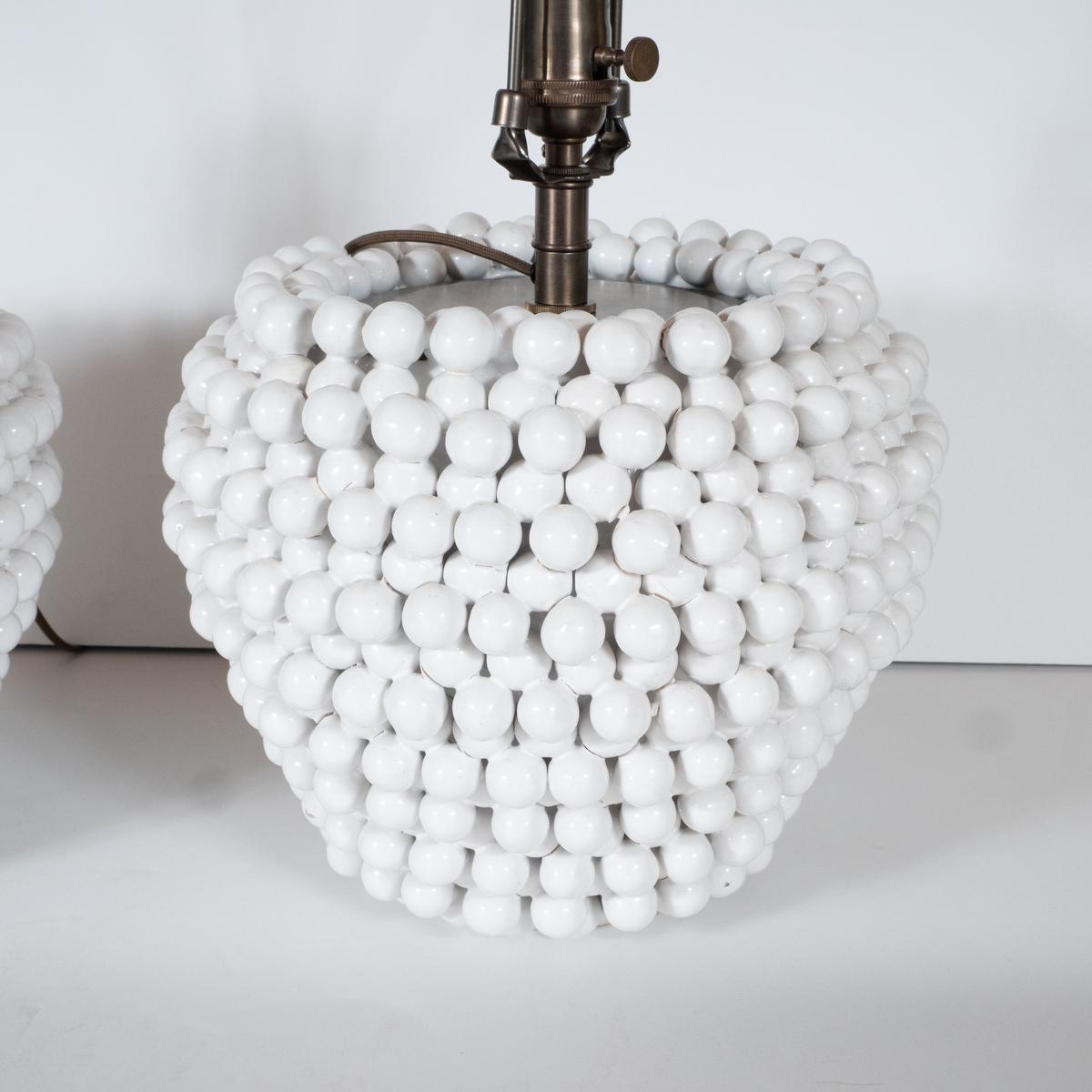 Pair of Clustered Ball Ceramic Table Lamps For Sale 4