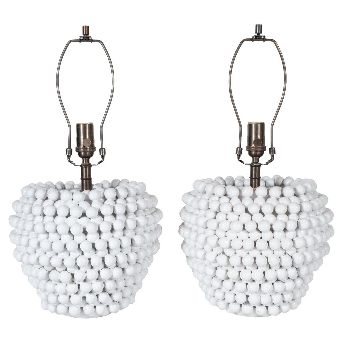 Pair of Clustered Ball Ceramic Table Lamps For Sale