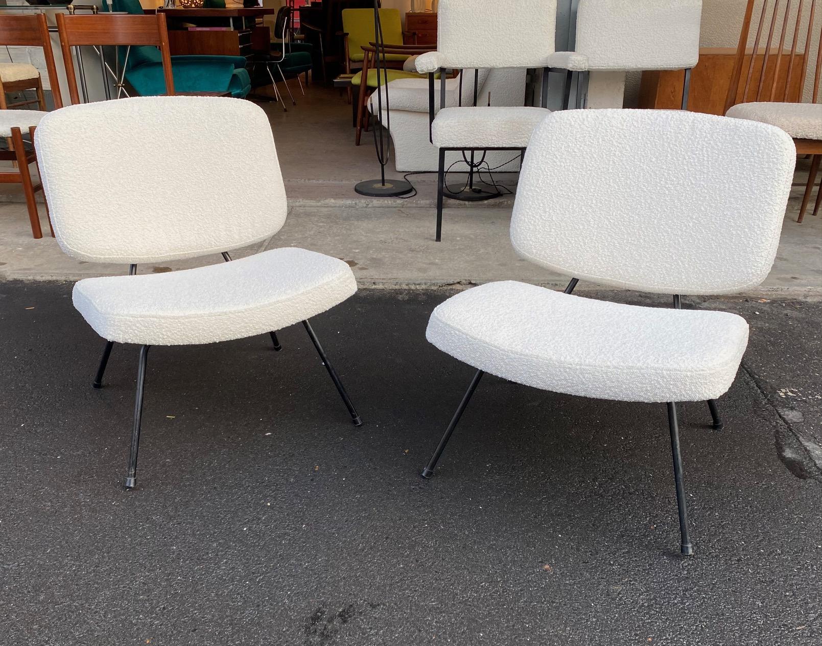Pair of CM190 slipper chairs by Pierre Paulin for Thonet, France, 1950s
Recently reupholstered with a cream/white fabric.