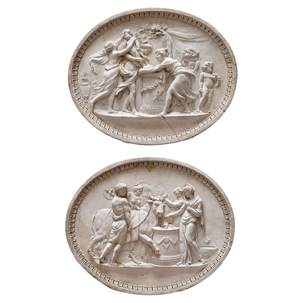 Pareja de placas ovaladas de piedra de Coade, Siglo XVIII