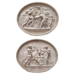 Pareja de placas ovaladas de piedra de Coade, Siglo XVIII