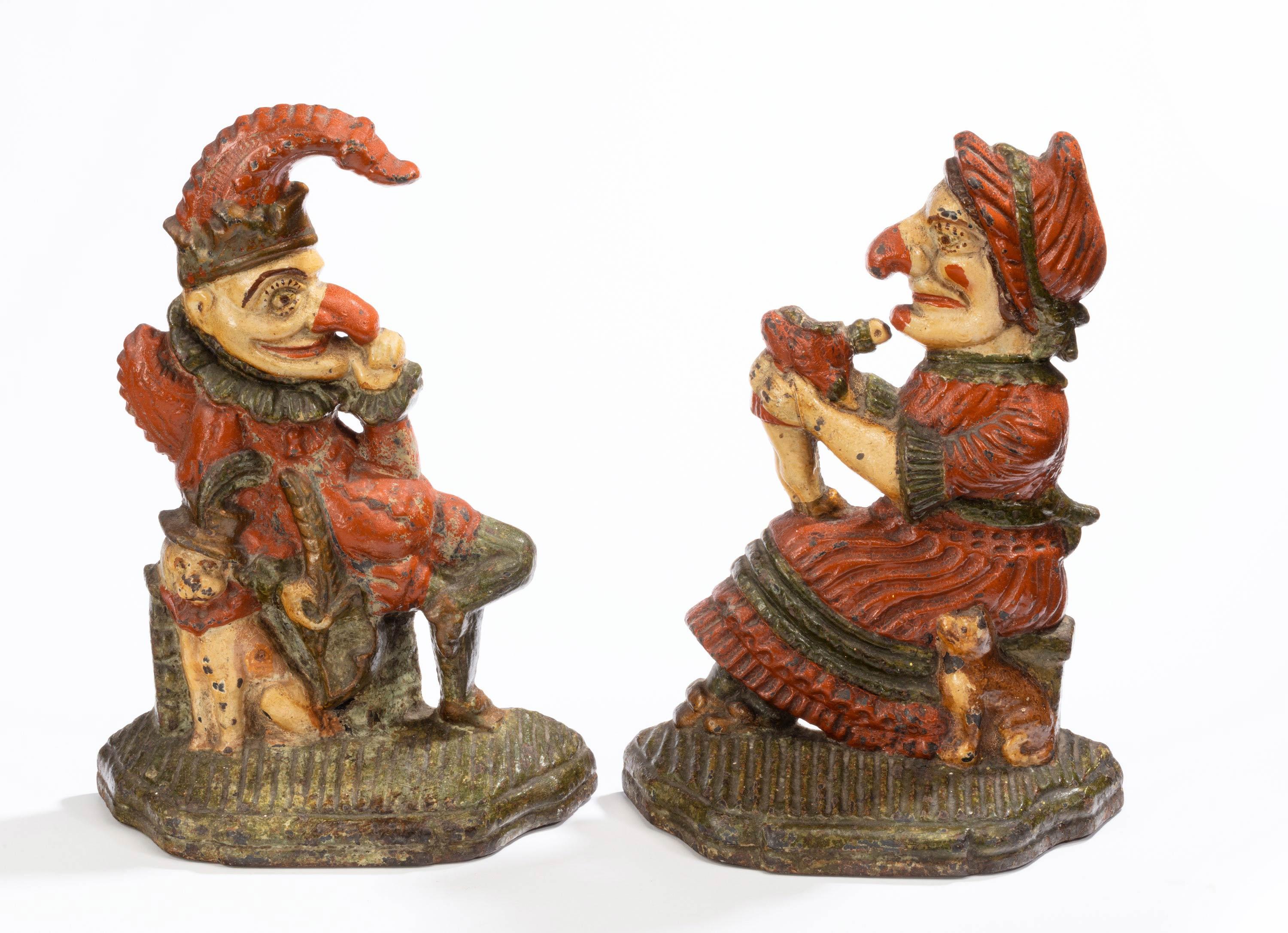 English Pair of Coalbrookdale Punch and Judy Doorstops