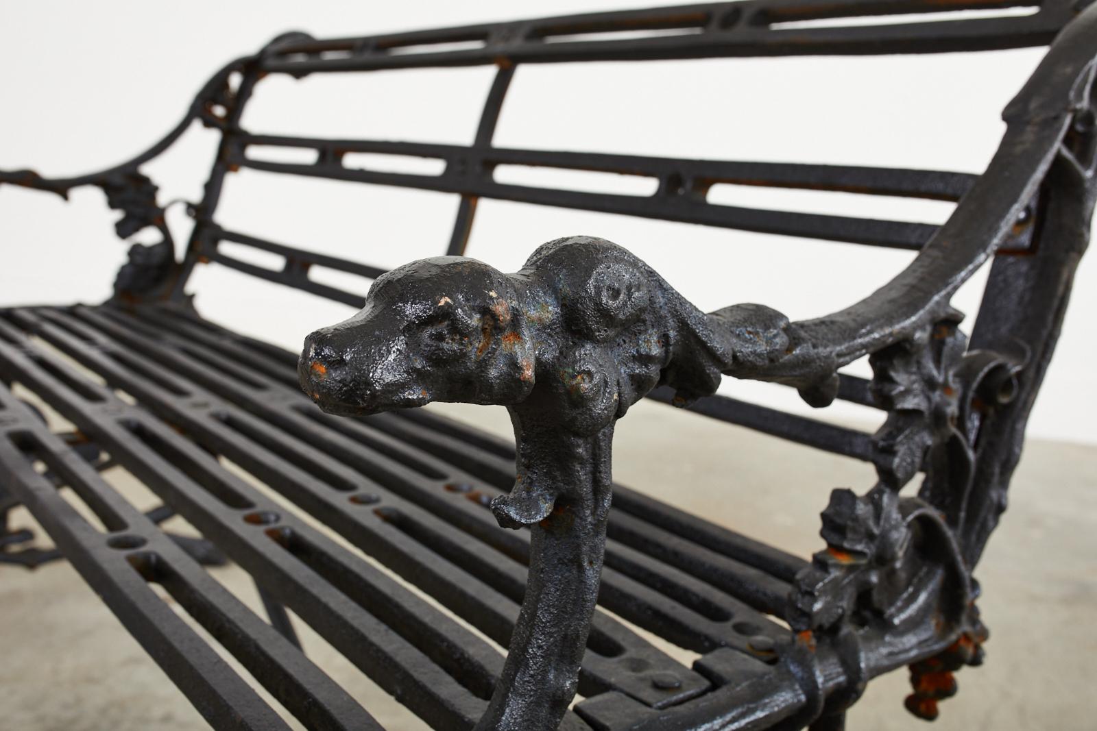 Pair of Coalbrookdale Serpent and Grape Pattern Iron Garden Benches For Sale 4