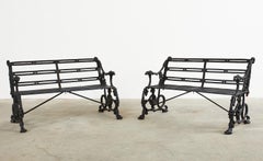 Pair of Coalbrookdale Serpent and Grape Pattern Iron Garden Benches