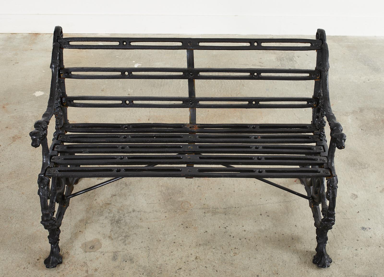 Pair of Coalbrookdale Serpent and Grape Pattern Iron Garden Benches For Sale 2