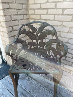 Pair of Coalbrookdale Style Fern and Blackberry Pattern Cast Iron Garden Chairs