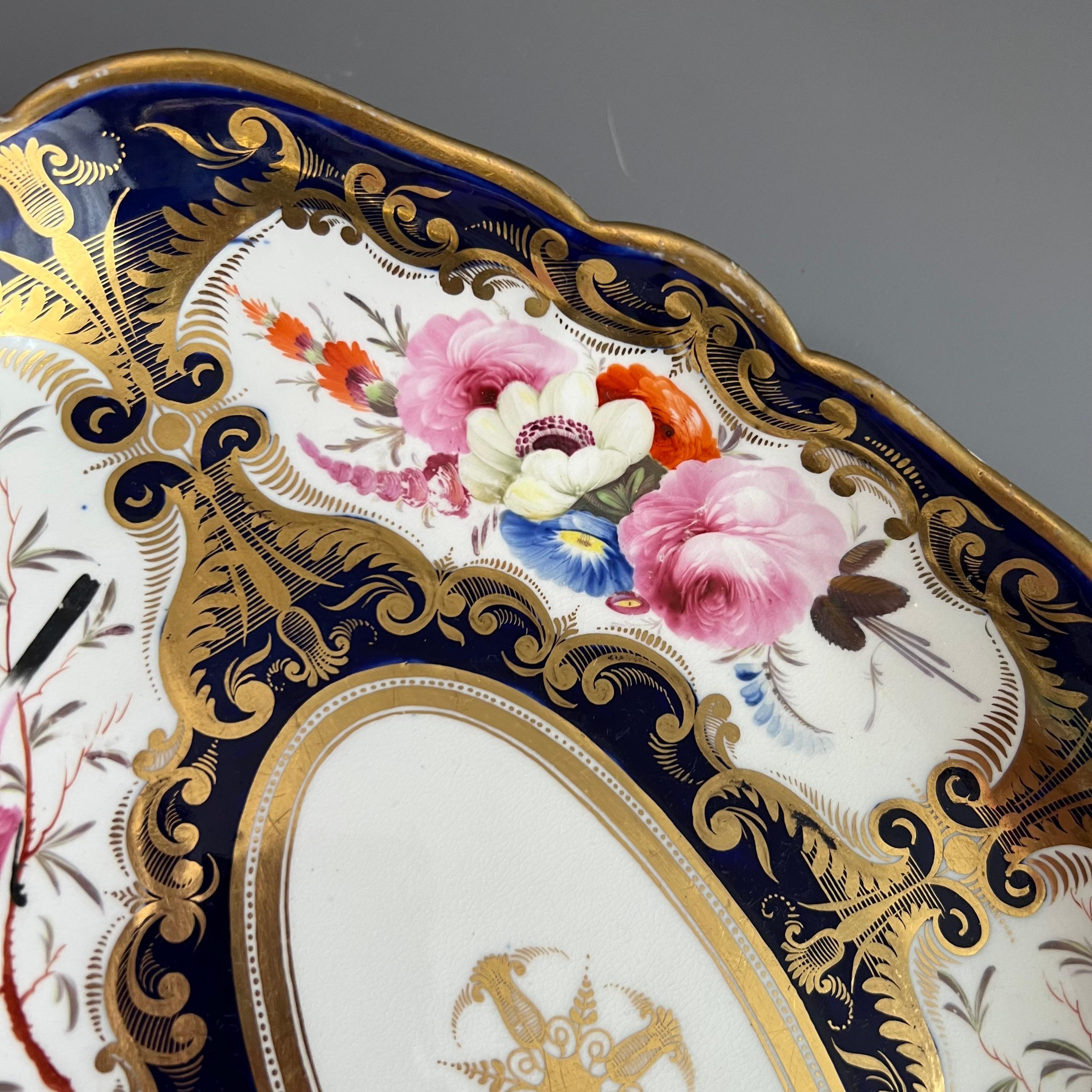 Pair of Coalport Porcelain Oval Dishes, Flowers & Birds Patt.759, Regency ca1815 For Sale 5
