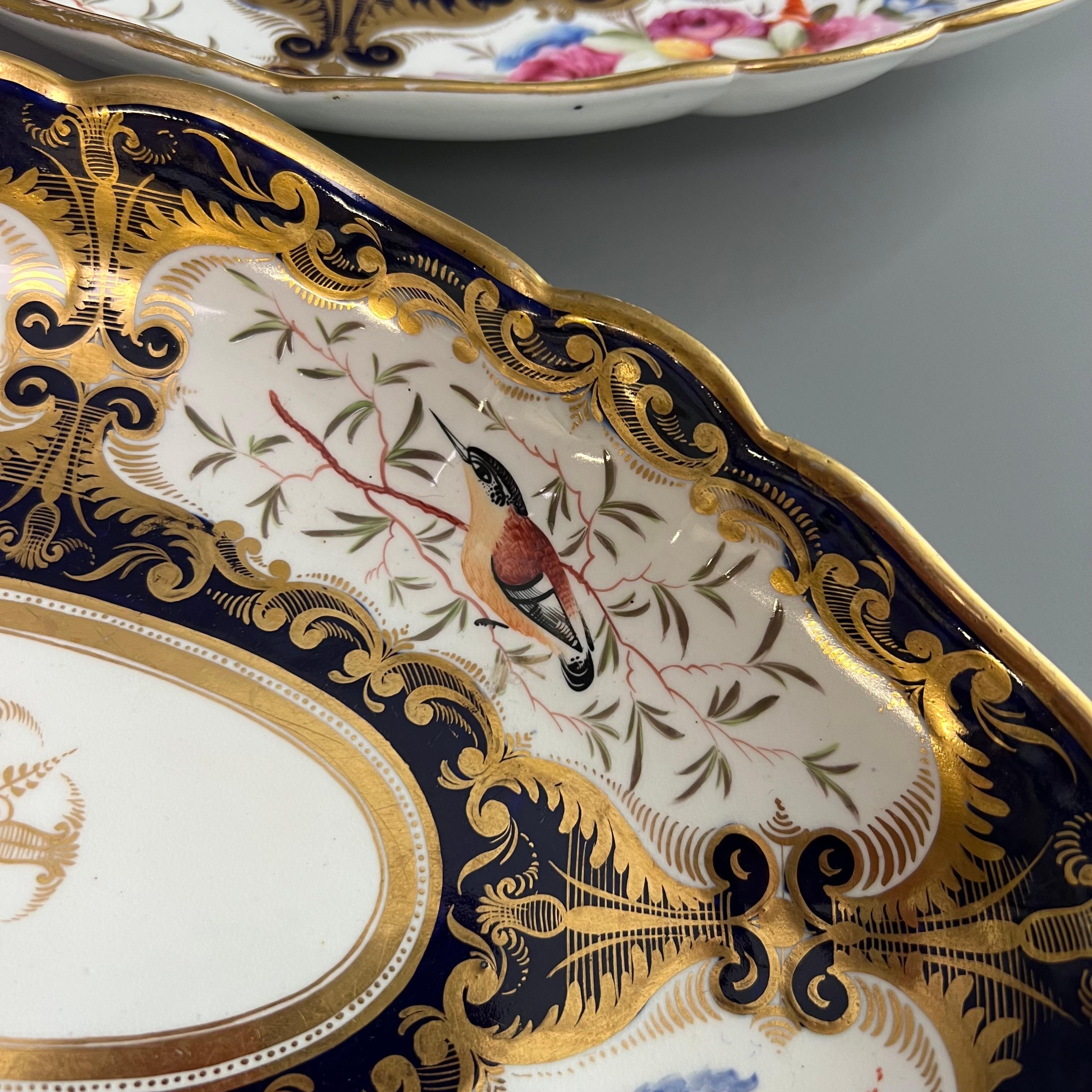 Pair of Coalport Porcelain Oval Dishes, Flowers & Birds Patt.759, Regency ca1815 For Sale 7