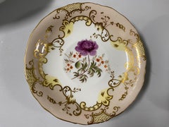 Pair of Coalport Porcelain Saucers, Beige & Flowers, By Joseph Birbeck, c. 1847