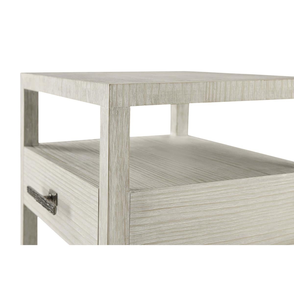 Contemporary Pair of Coastal One Drawer Nightstands For Sale