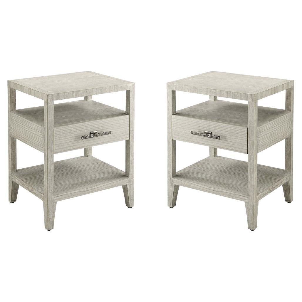 Pair of Coastal One Drawer Nightstands For Sale