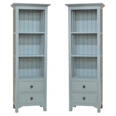 Pair of Coastal Painted Bookcases