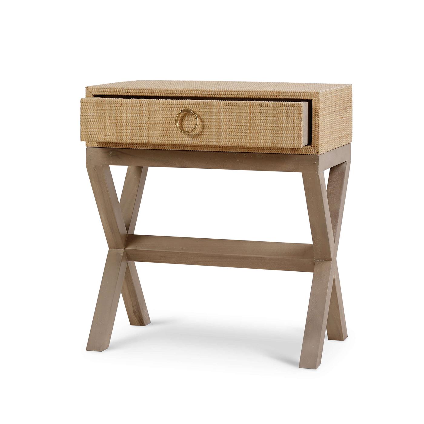 Indonesian Pair of Coastal Rattan Nightstands For Sale