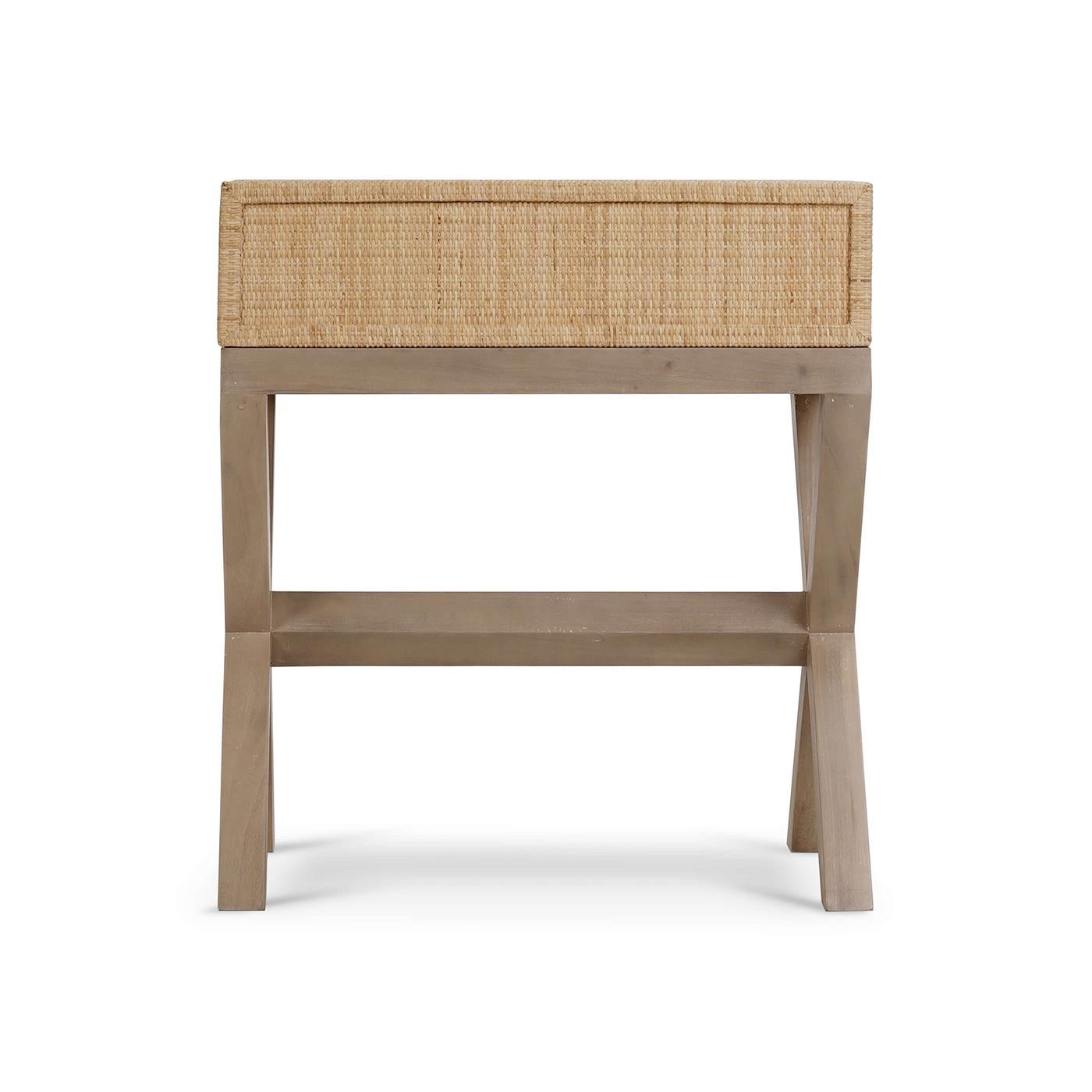 Pair of Coastal Rattan Nightstands In New Condition For Sale In Westwood, NJ