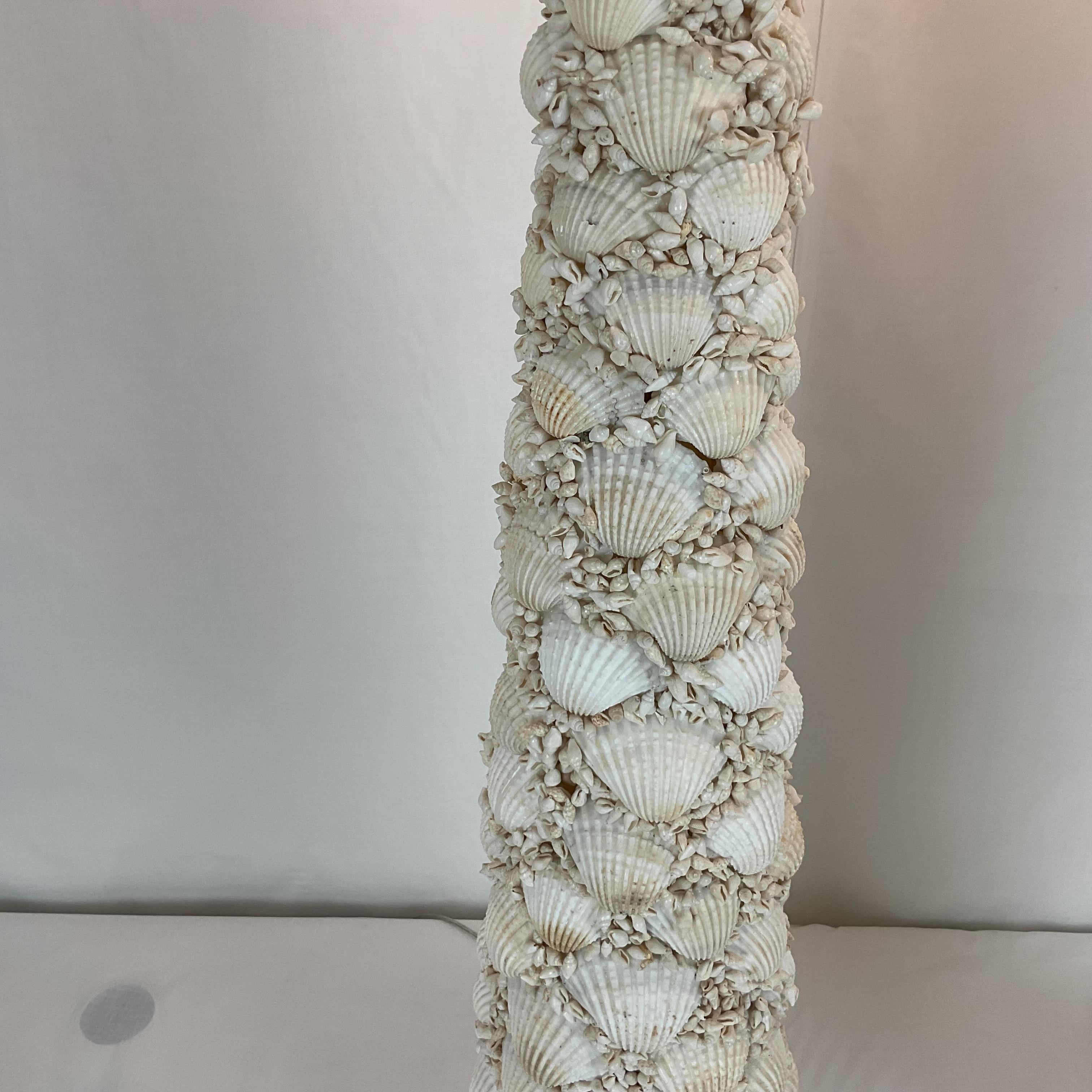 Pair of Coastal Seashell Table Lamps-Nautical Decor For Sale 4