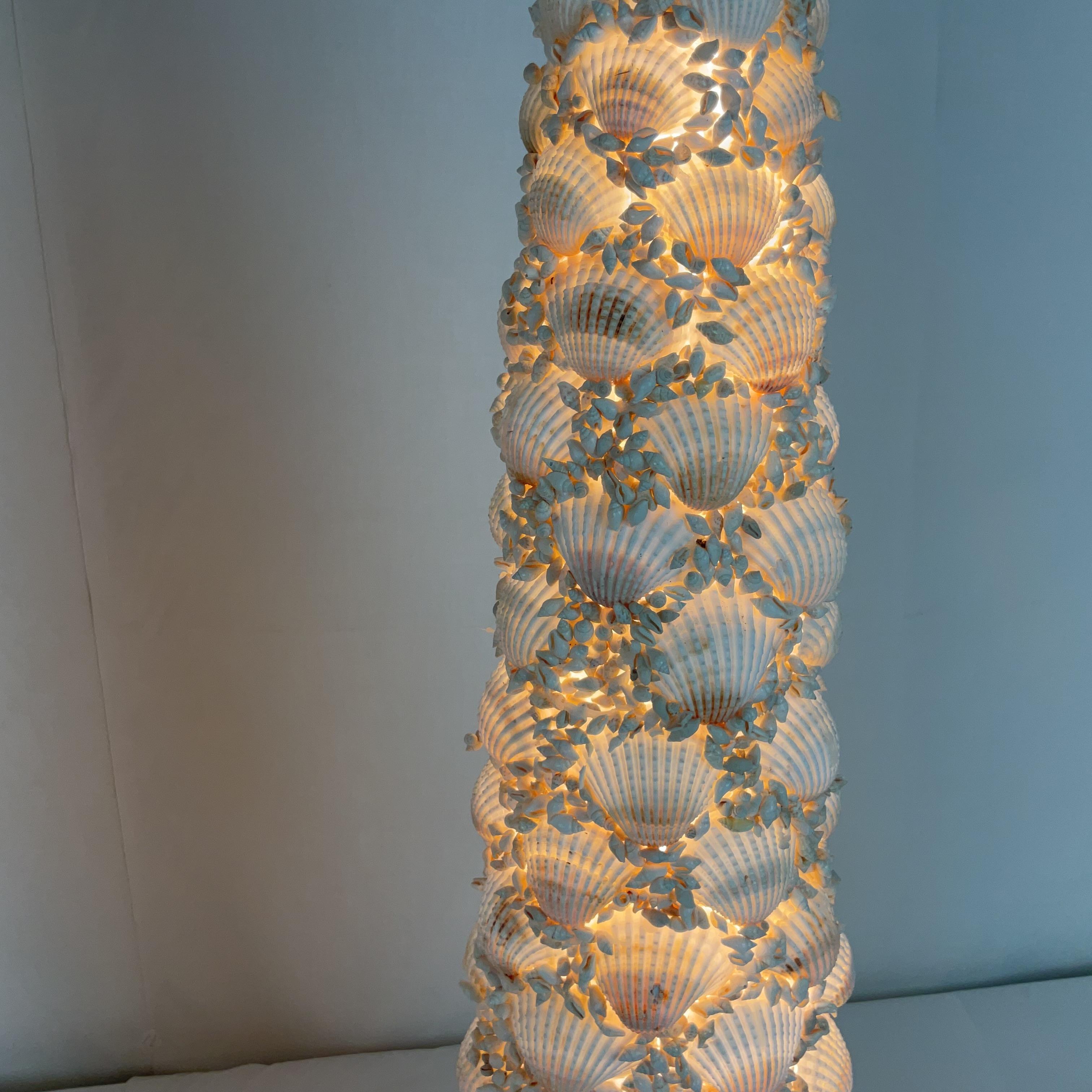 American Pair of Coastal Seashell Table Lamps-Nautical Decor For Sale