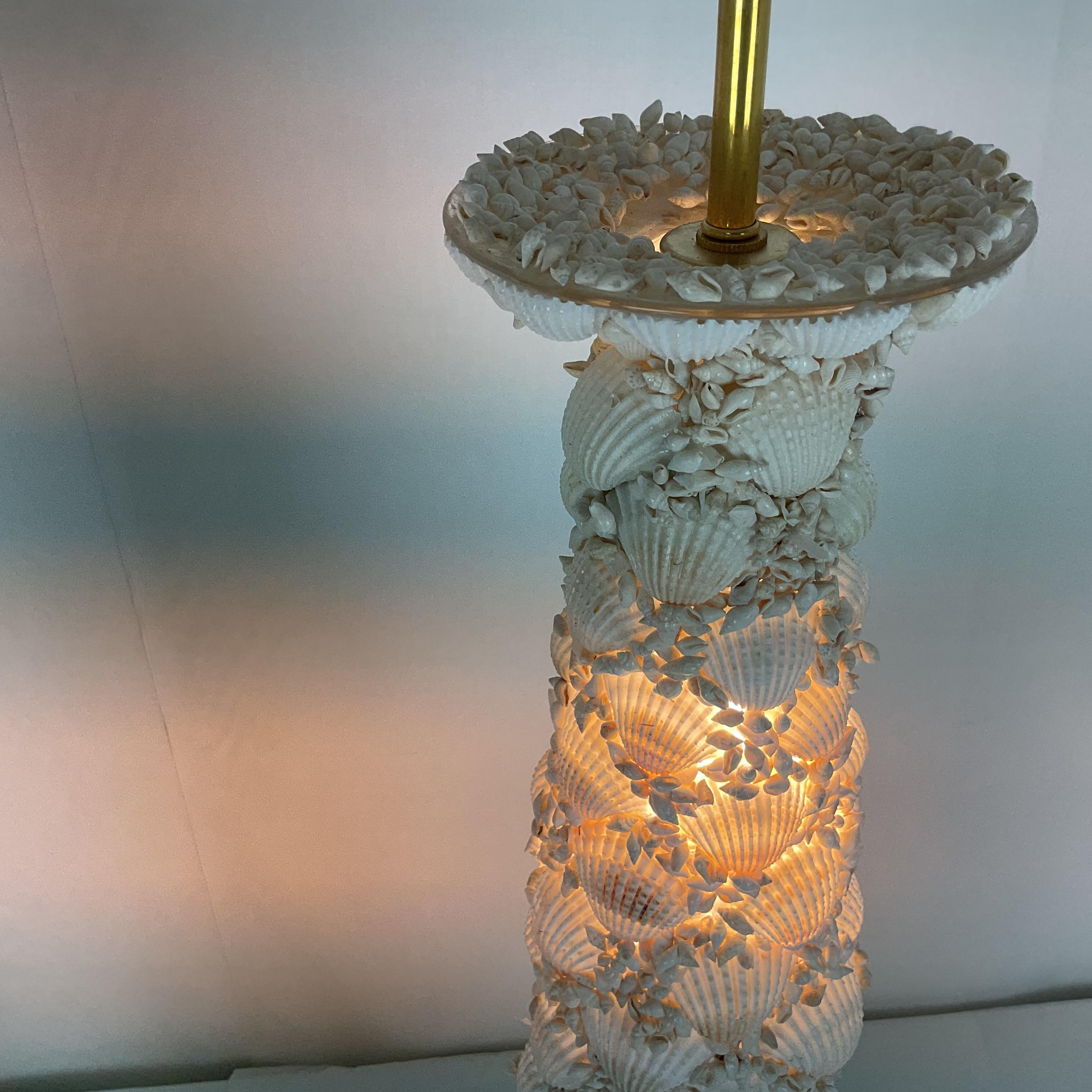 Pair of Coastal Seashell Table Lamps-Nautical Decor In Good Condition For Sale In West Palm Beach, FL