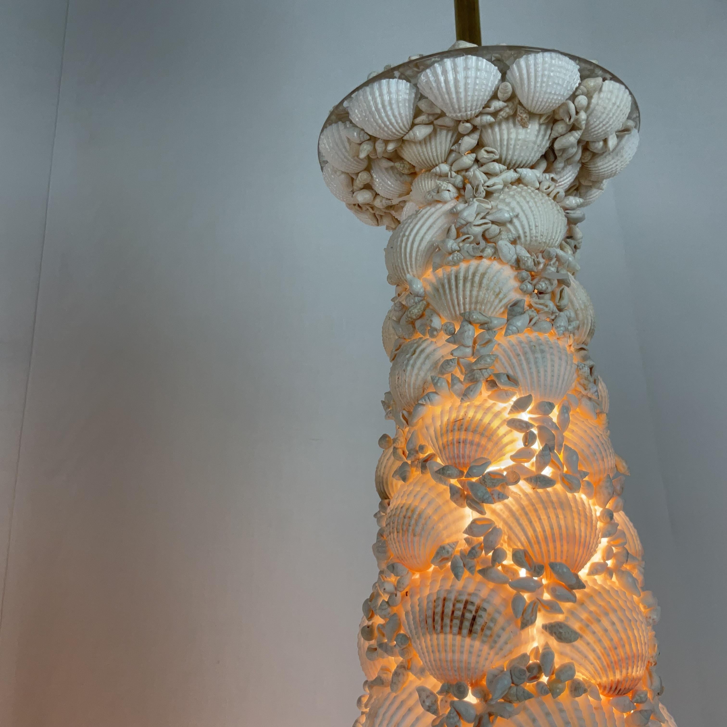 Contemporary Pair of Coastal Seashell Table Lamps-Nautical Decor For Sale