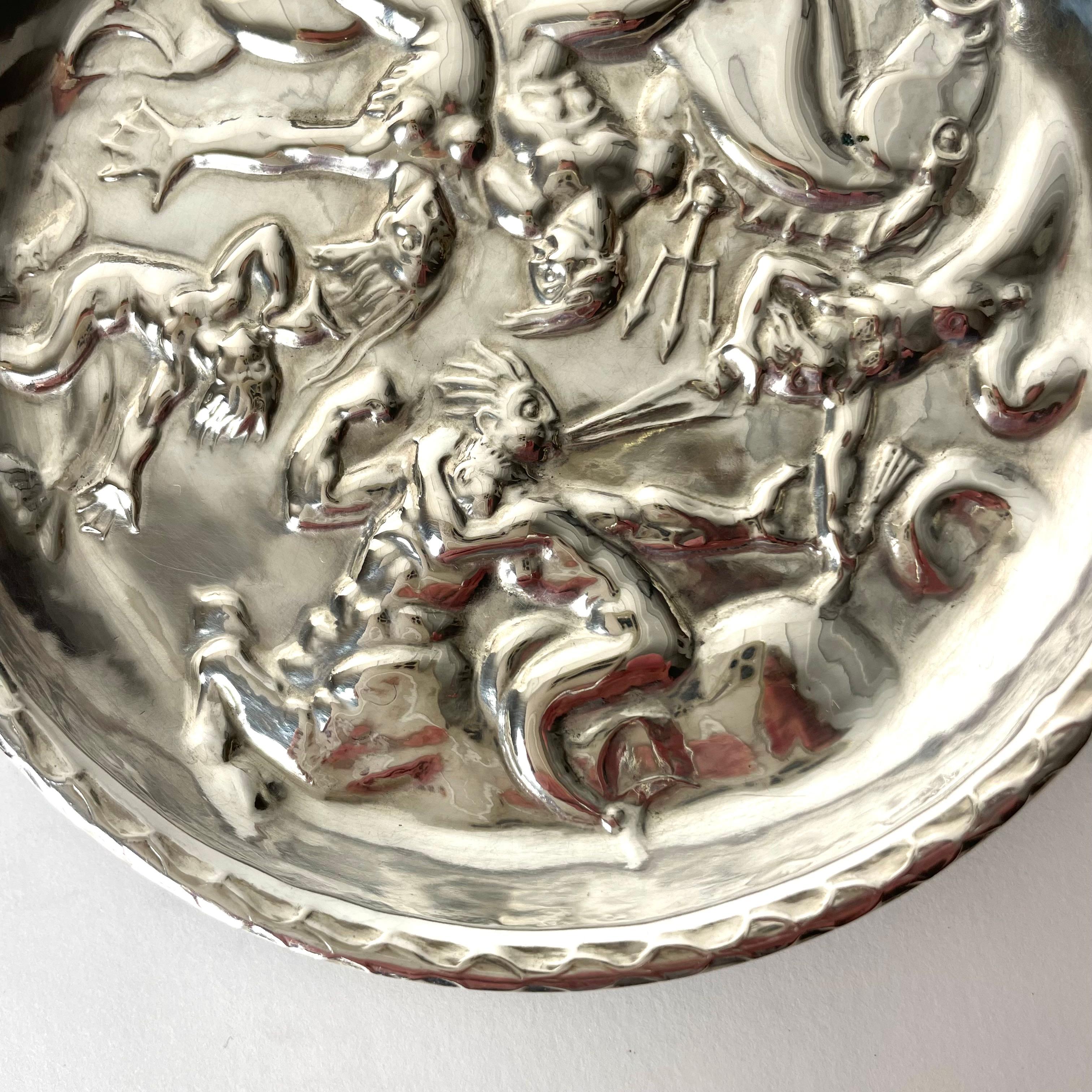 Pair of Coasters in Silver and Bakelite. After Carl Milles ”The wind game” 1937 For Sale 1