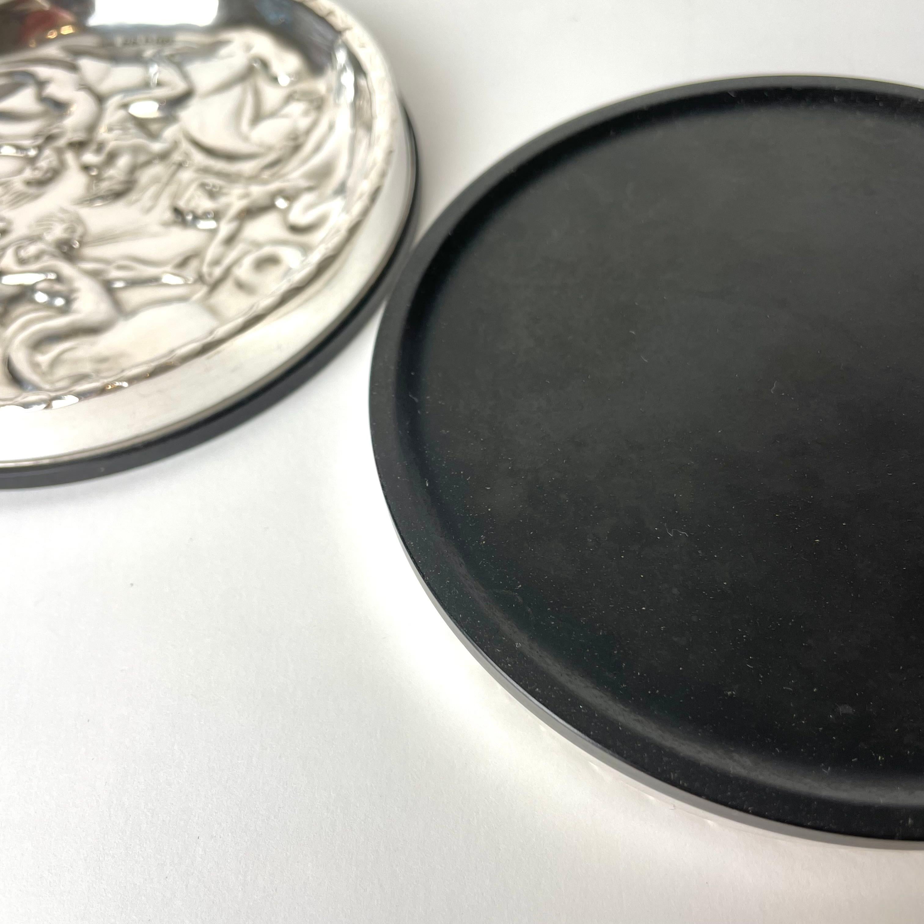 Pair of Coasters in Silver and Bakelite. After Carl Milles ”The wind game” 1937 For Sale 3