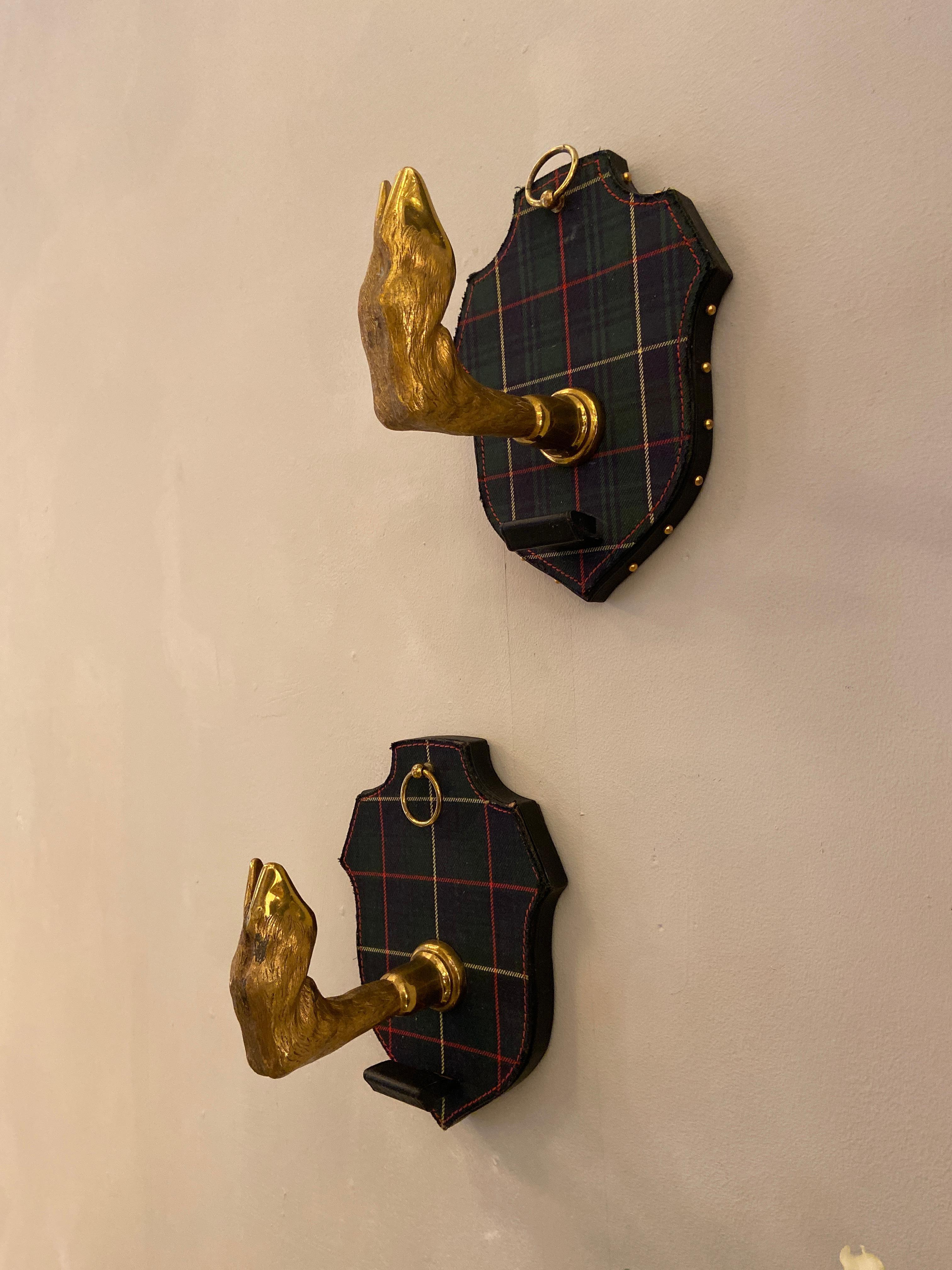 Pair of Coat Hooks by Jacques Adnet, France, 1950s In Good Condition In New York, NY