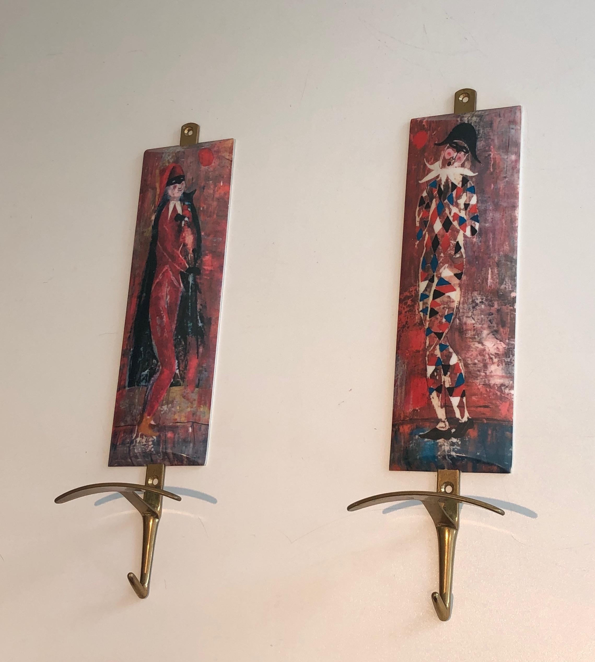 Pair of Coat Hooks Representative Characters from Comedia Del Arte in the Taste  For Sale 5