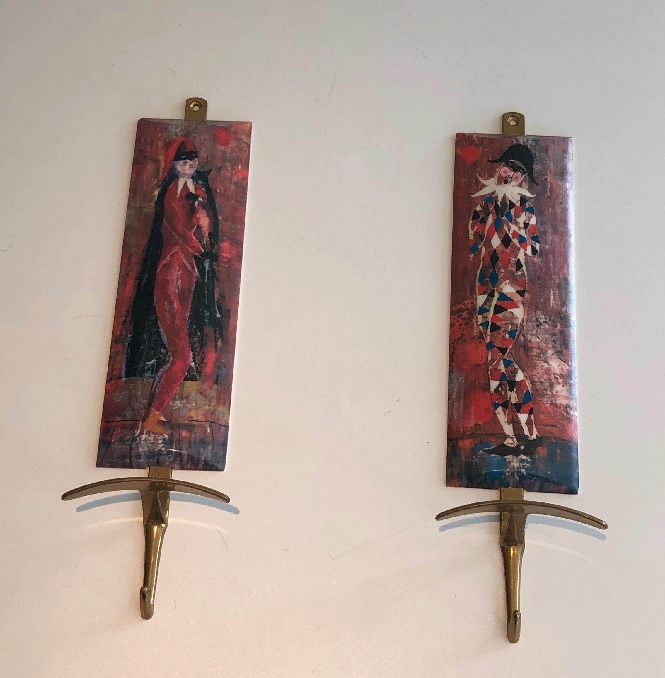 Pair of Coat Hooks Representative Characters from Comedia Del Arte in the Taste  For Sale 10