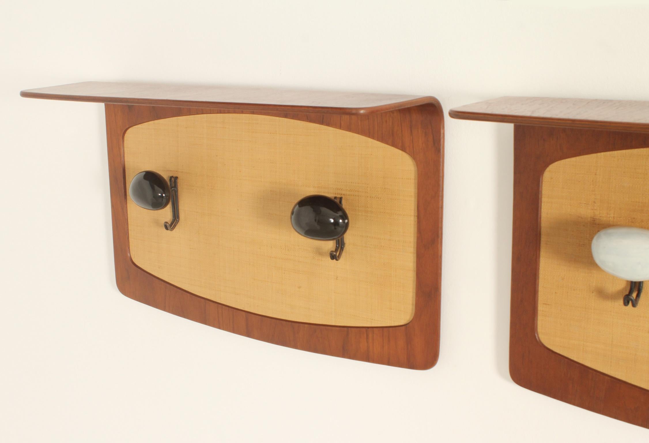 Pair of Coat Racks in Teak and Seagrass by Campo & Graffi for Home, 1950's  For Sale 3