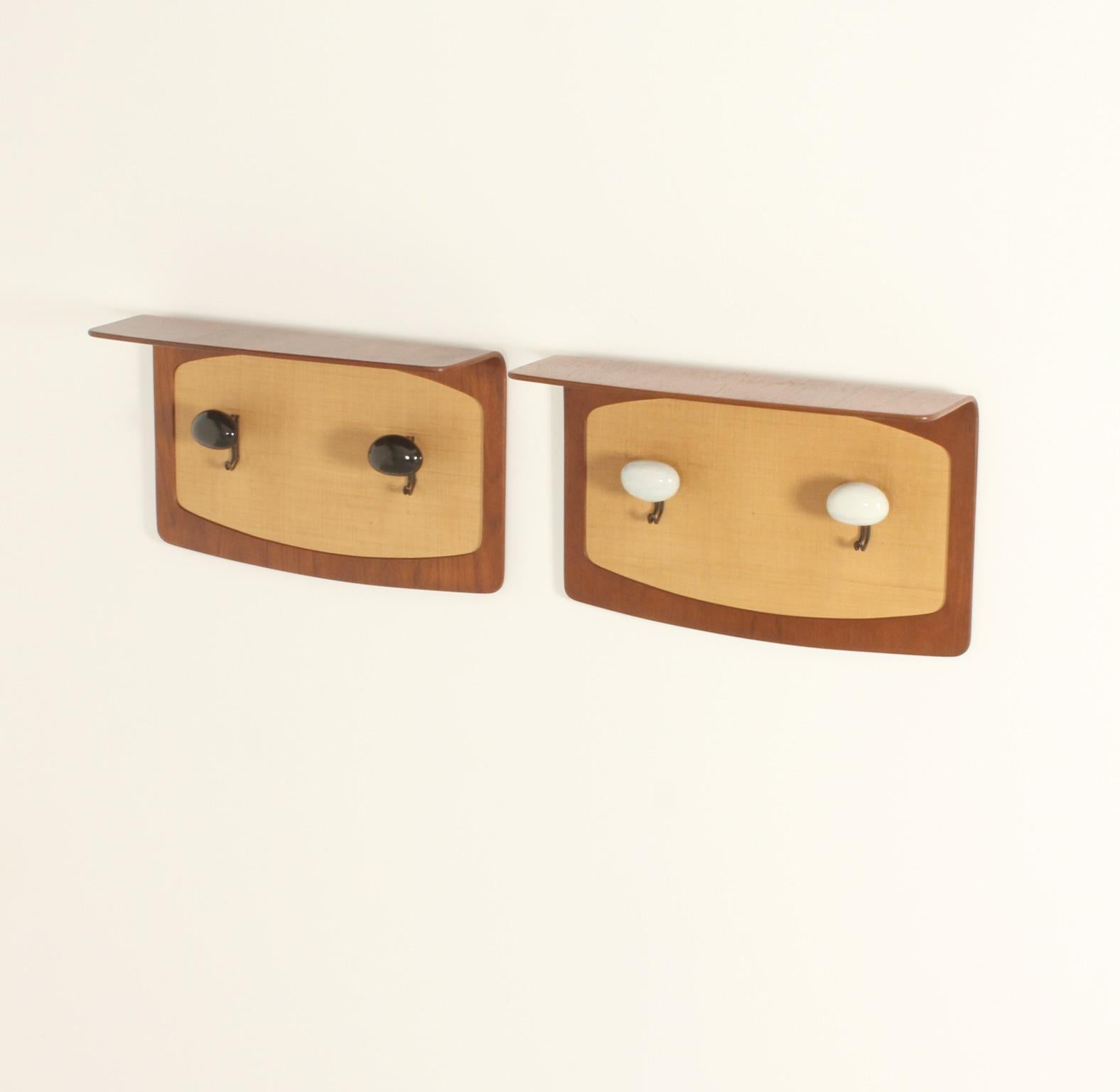 Pair of Coat Racks in Teak and Seagrass by Campo & Graffi for Home, 1950's  For Sale 1