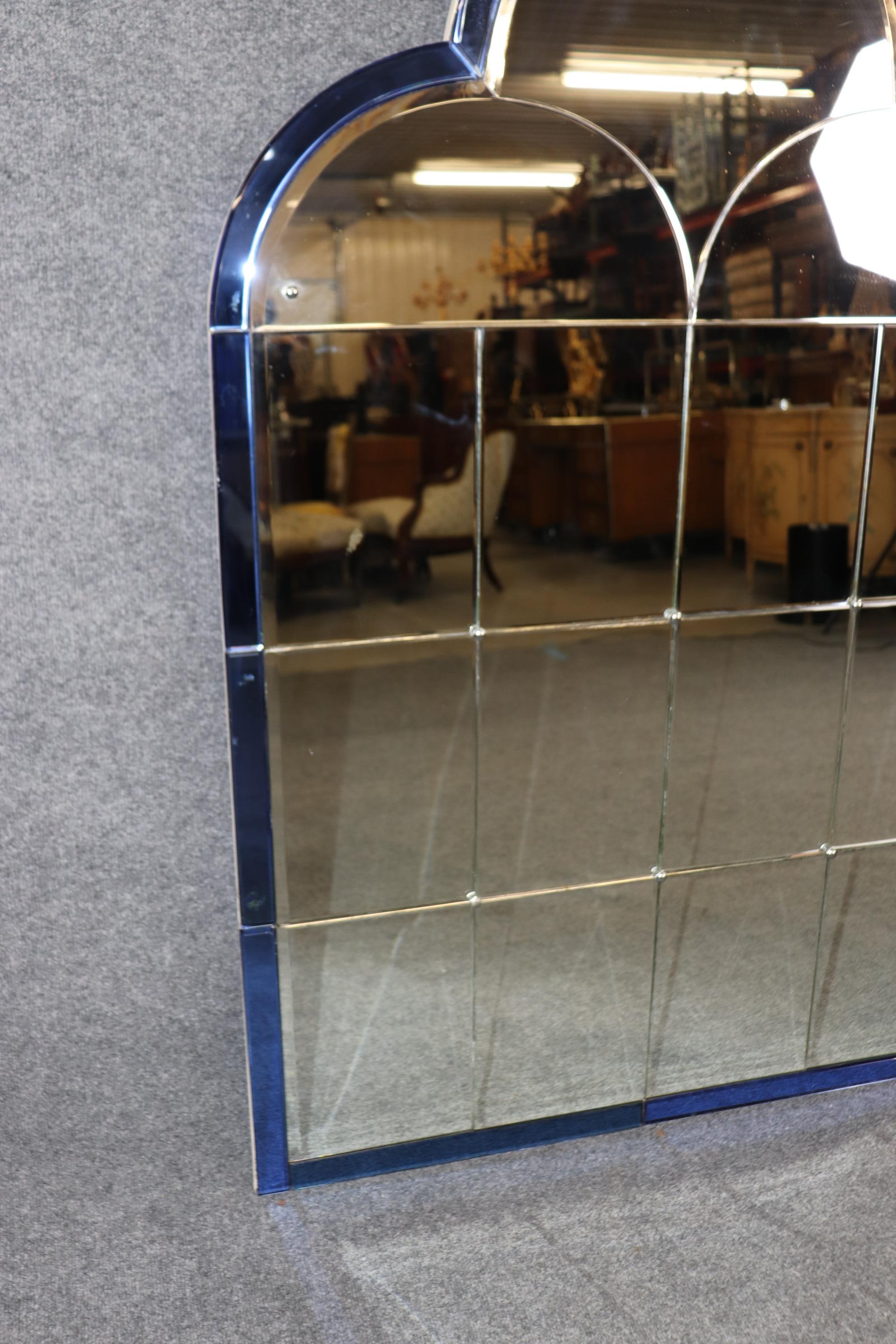 Paire de miroirs Art Déco français authentiques en verre bleu cobalt, vers 1920 en vente 1